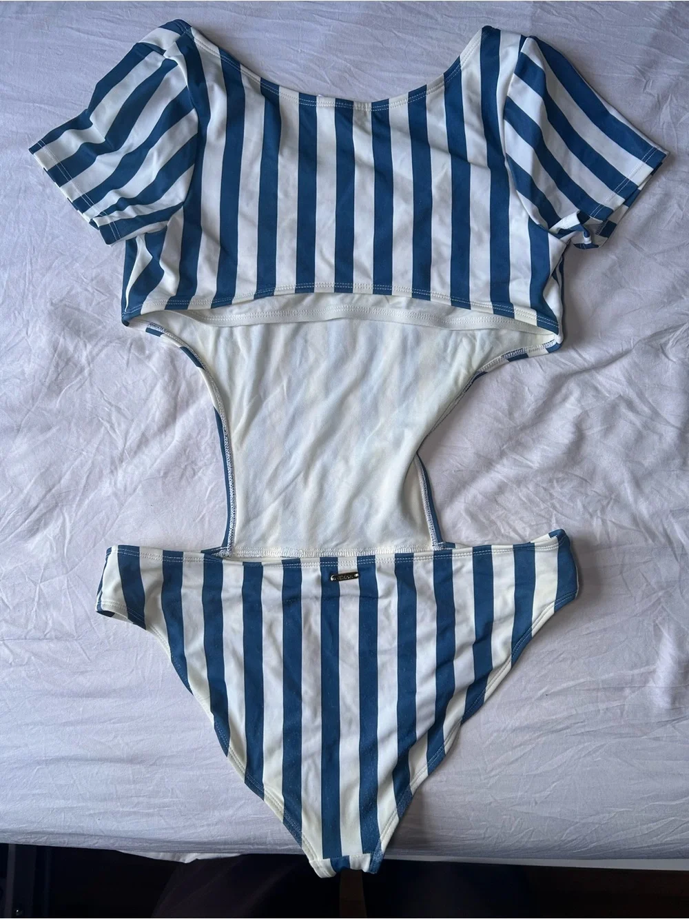 Women’s  Blue and White Striped One-Piece Swimsuit